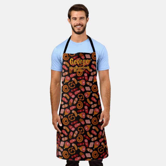 Customise Butcher Meat Market Manager  Apron (Worn)