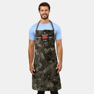 Customise Butcher Shop Orange Hog Pig Black Camo  Apron