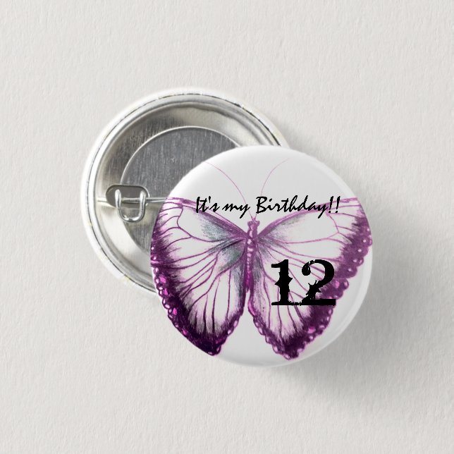 Customise Butterfly Button It's my birthday (Front & Back)
