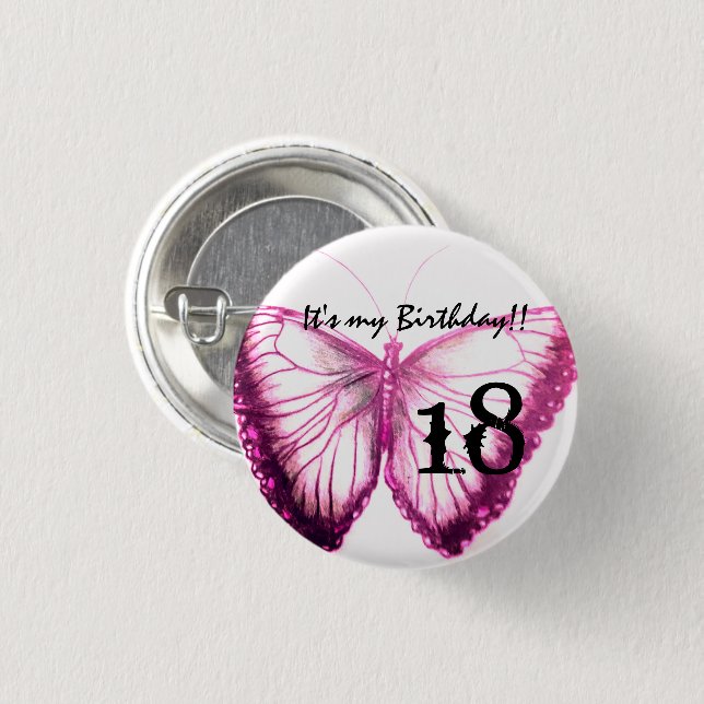 Customise Butterfly Button It's my birthday (Front & Back)