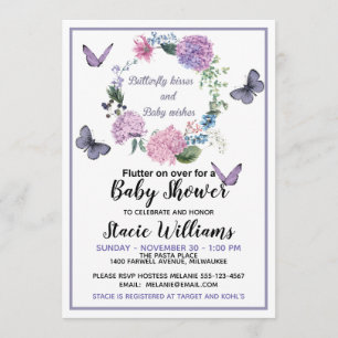 Customise Butterfly Kisses Baby Shower Invitation
