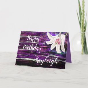 Customise by Name Happy Birthday Flower Design Card