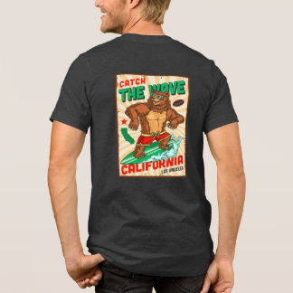 Customise California Surfing Bear Catch The Wave  Tri-Blend Shirt