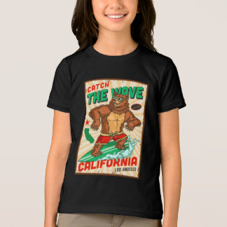 Customise California Surfing Bear Catch The Wave Tri-Blend Shirt