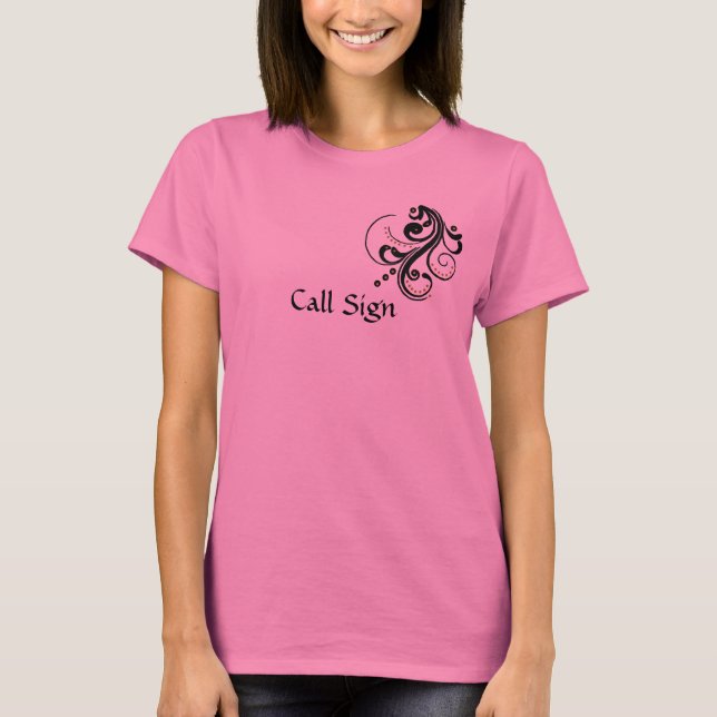 Customise Call Sign Women's Ham Radio Scroll Shirt (Front)