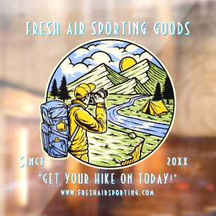 Customise Camping Hiking Sporting Goods Shop Window Cling