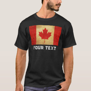 Customise Canada Flag Vintage Design T-Shirt