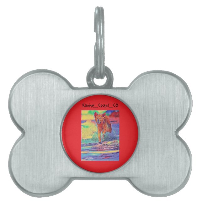 Customise canine on the beach pet  ID tag (Front)