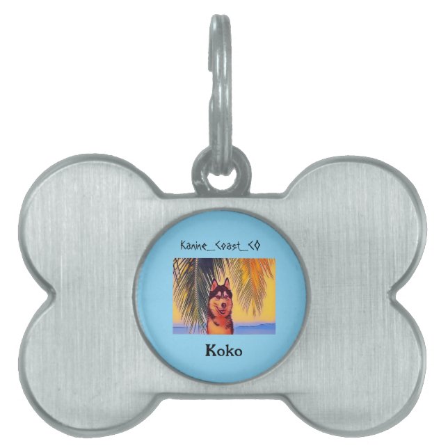Customise canine on the beach pet  ID tag (Front)
