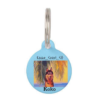 Customise canine on the beach pet tag