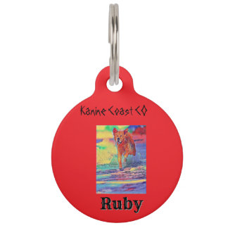 Customise canine on the beach pet tag