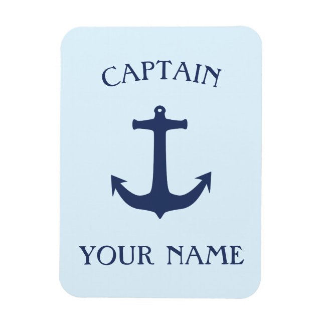 Customise captain name with navy anchor magnet (Vertical)
