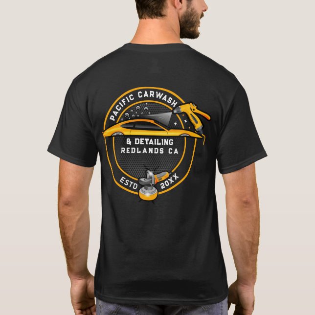 Customise Carwash Detailer Back Only Gold T-Shirt (Back)