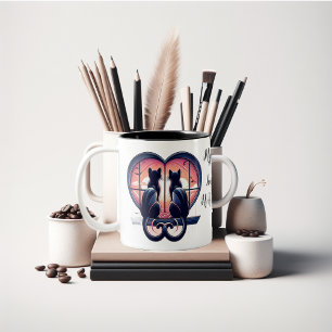 Customise Cat lovers cute Valentine Two-Tone Coffee Mug
