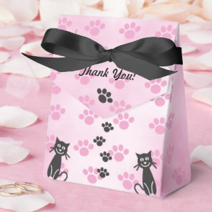 Customise Cat Pink Black Paw Prints Favour Box