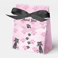Customise Cat Pink Black Paw Prints Favour Box