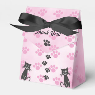 Customise Cat Pink Black Paw Prints Favour Box