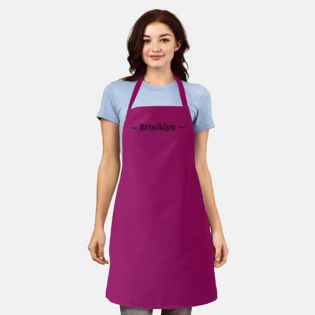 customise change name text black purple grape apron (Worn)