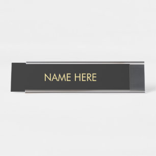 customise, change name text black simil gold desk name plate