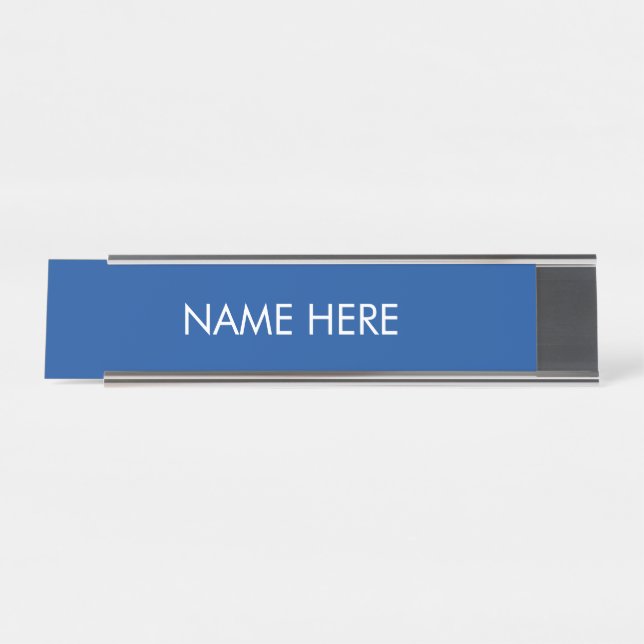 customise, change name text blue white desk name plate (Front)