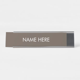 customise, change name text brown white desk name plate