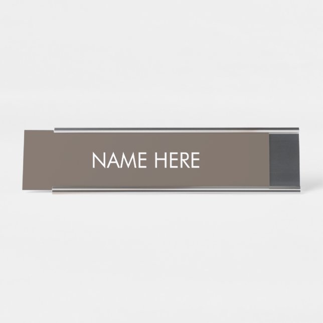 customise, change name text brown white desk name plate (Front)