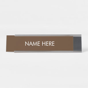 customise, change name text brown white desk name plate