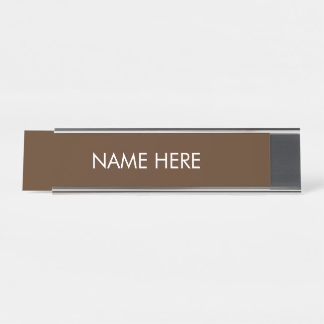 customise, change name text brown white desk name plate (Front)