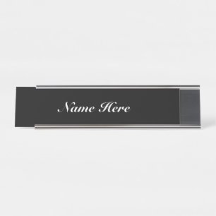 customise, change name text classic black white desk name plate