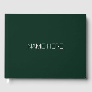 customise, change name text dark green white guest book