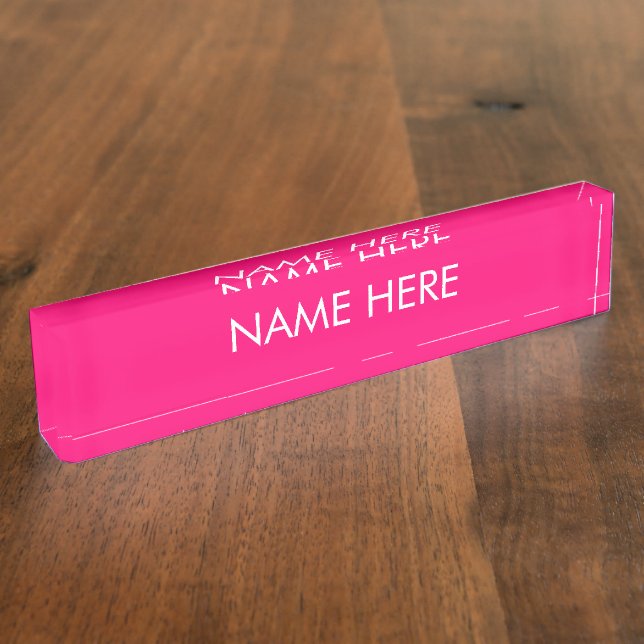 customise, change name text hot pink fuchsia white nameplate (Side)