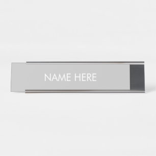 customise, change name text light grey white desk name plate