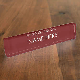 customise, change name text maroon wine white nameplate