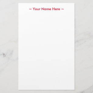 customise change name text red white stationery