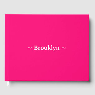 customise change name text white fuchsia pink guest book