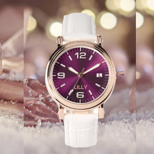 Customise Chic Monogram Girly Hot Pink Metal  Watch