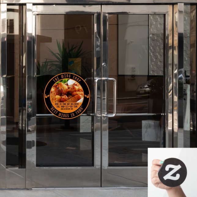 Customise Chicken Wing Restaurant Large Front  Win Window Cling (Office Door)