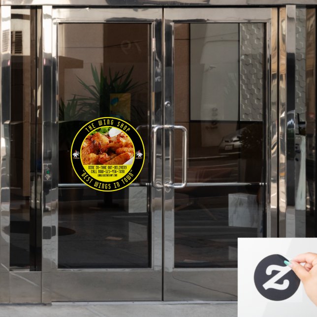 Customise Chicken Wing Restaurant Large Front Wind Window Cling (Office Door)