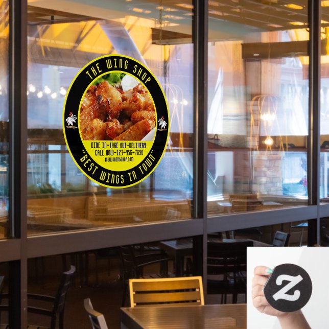 Customise Chicken Wing Restaurant Large Front Window Cling (Restaurant Window)