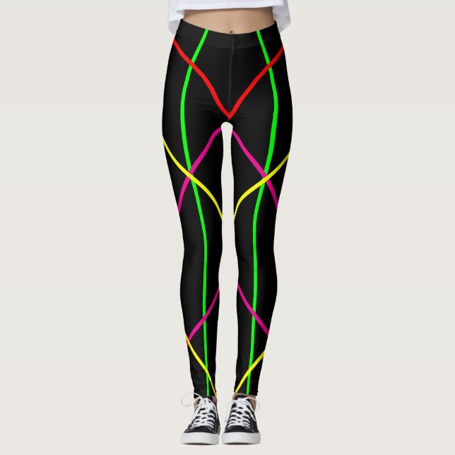 Customise & Choose the colour - Neon Lines Yoga Leggings (Front)