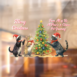 Customise Christmas Cats Around the Xmas Tree Window Cling
