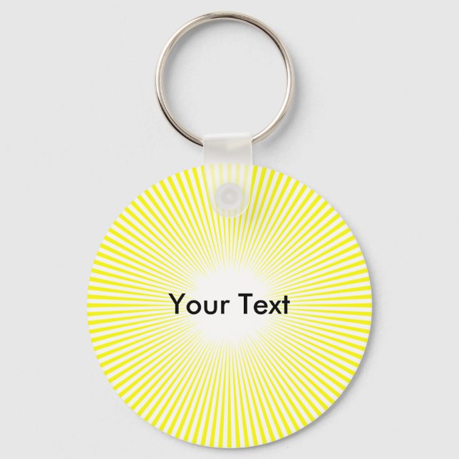 Customise Circle Rays From Centre Keyring Yellow (Front)