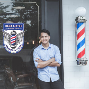 Customise Classic Barber Shop Traditional Pole  Window Cling