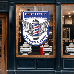 Customise Classic Barber Shop Traditional Pole  Window Cling