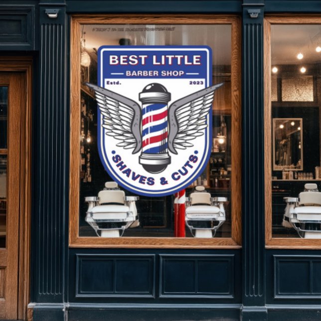 Customise Classic Barber Shop Traditional Pole  Window Cling (Creator Uploaded)