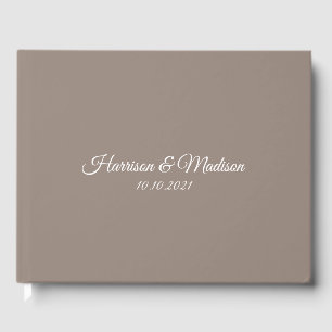 customise classic elegant text Wedding greige Guest Book