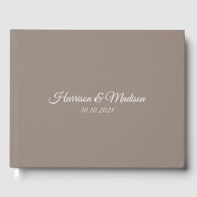 customise classic elegant text Wedding greige Guest Book (Front)