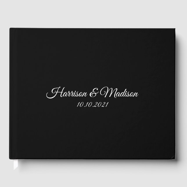 customise classic elegant text Wedding Guest Book (Front)