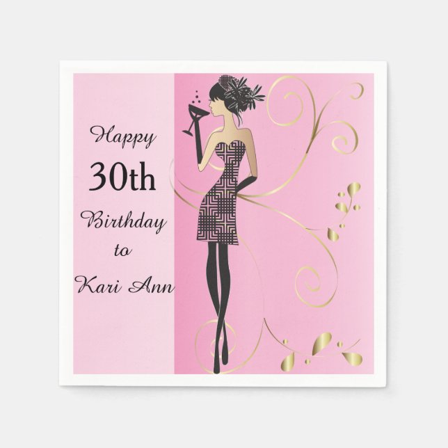 Customise Classy Birthday Girl Napkin (Front)