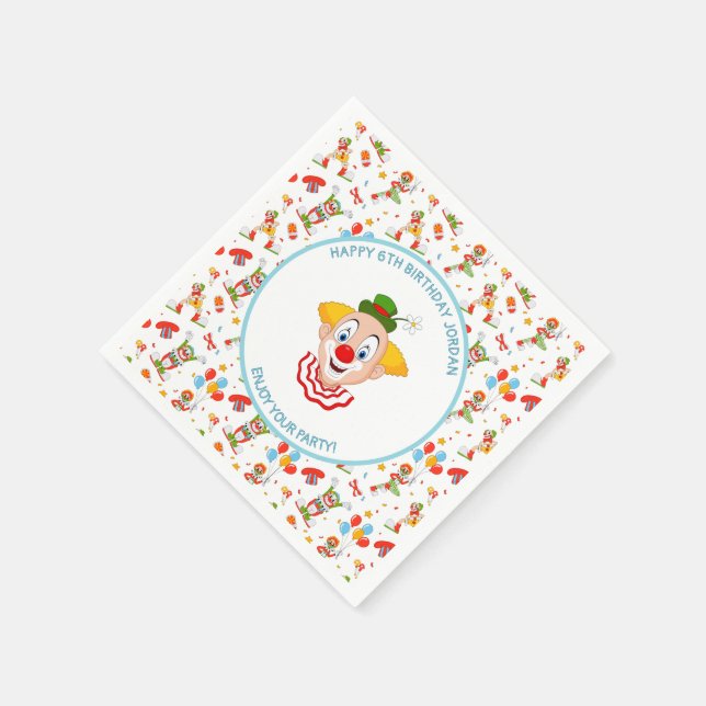 Customise Clown Birthday Party Little Boy Fun Napkin (Corner)